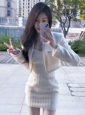 法式小香风外套春秋新款名媛气质收腰短裙设计感两件套女套装