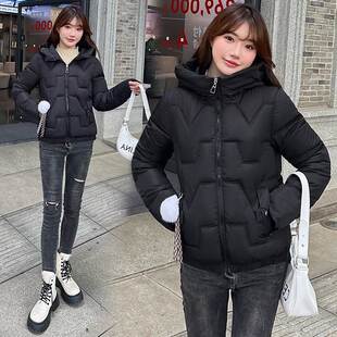 小个子羽绒棉服女2026冬季新款修身显瘦百搭连帽学生短款棉袄外套