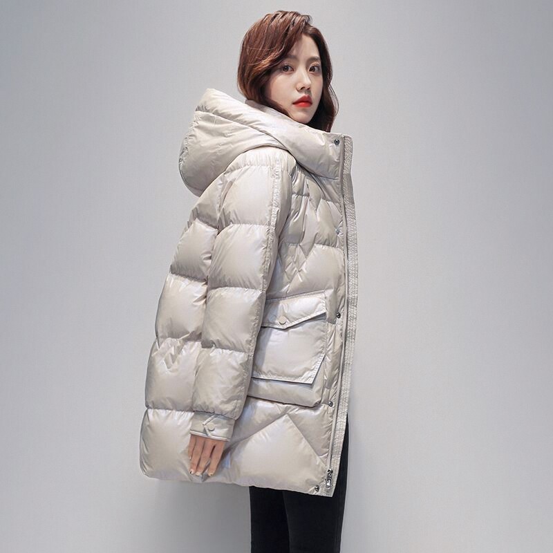 2026新款韩版冬季棉衣女中长款加厚羽绒棉服女宽松亮面免洗面包服