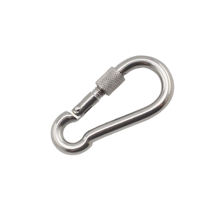源生304不锈钢带圈弹簧扣葫芦绳扣攀岩登山弹扣链条连接扣快挂钩