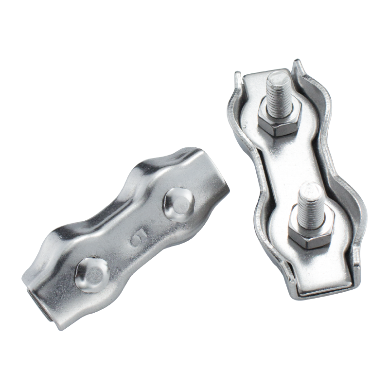 源生 304不锈钢丝绳双夹 不锈钢紧固夹 钢丝绳用夹头卡头 M2-M12