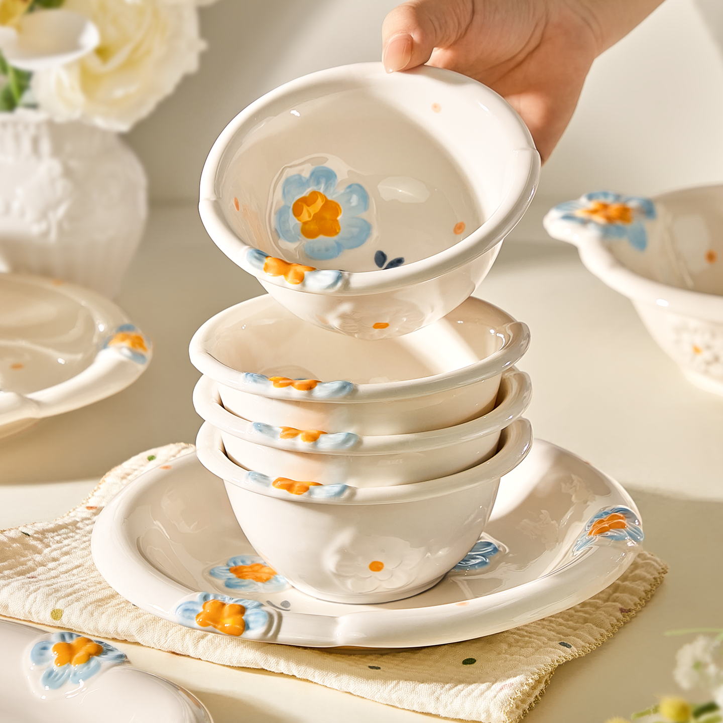 墨色清新碗盘碗碟餐具高颜值米饭小碗酸奶碗双耳碗好看的菜盘鱼盘,餐饮具,碗,淘宝优惠券,粉丝福利购,淘宝优惠卷