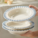 法式 碟子轻奢高级感餐盘釉下彩餐具深盘 陶瓷盘子家用菜盘2025新款