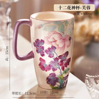 Black mugs with ceramic LIDS, home creative ladies, high appearance level, office large-capacity drinking cups and coffee cups thumbnail 2