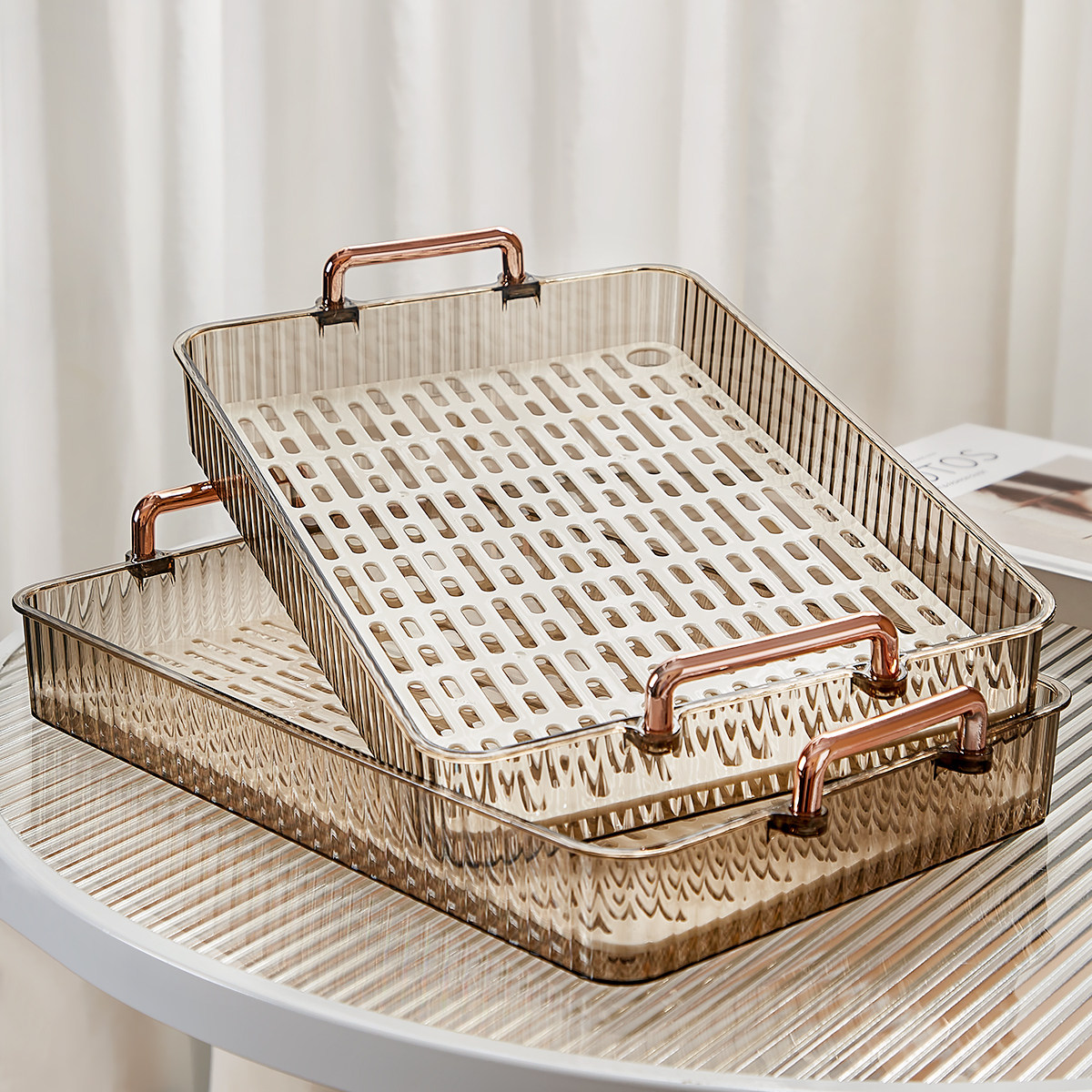 茶盘家用2023新款托盘长方形客厅放茶杯水杯子高档沥水茶具水果盘,餐饮具,盘,淘宝优惠券,粉丝福利购,淘宝优惠卷