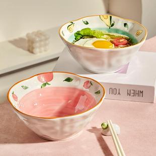 墨色高颜值汤碗少女心面碗陶瓷拉面碗家用单个吃面大碗斗笠面条碗