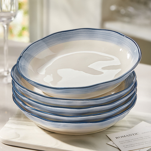 釉下彩盘子家用菜盘2025新款 陶瓷碗碟餐具7寸深盘高级感碟子餐盘