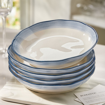 釉下彩盘子家用菜盘2025新款陶瓷碗碟餐具7寸深盘高级感碟子餐盘