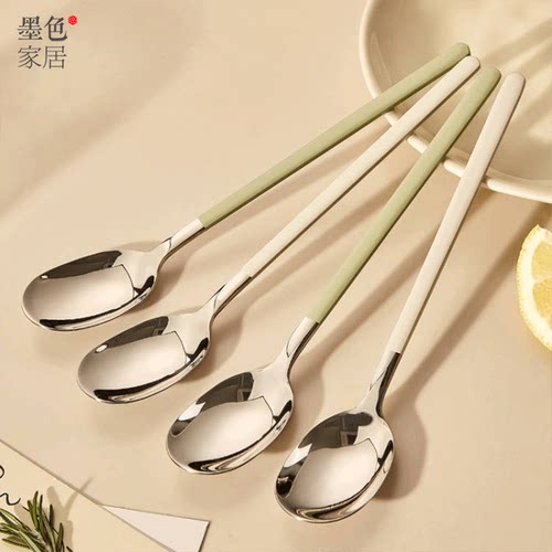 高颜值304不锈钢勺子家用长柄勺
