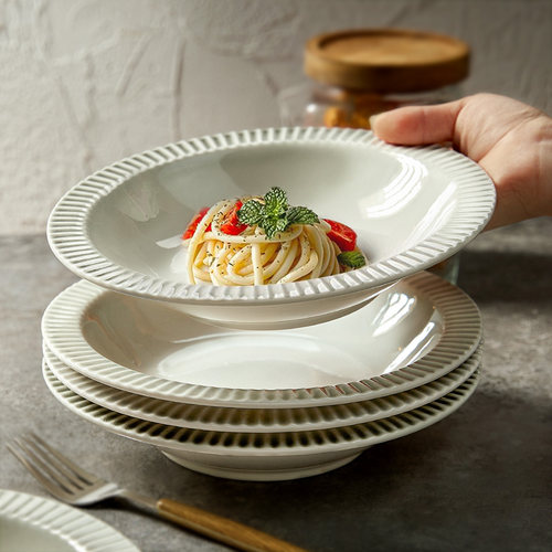 墨色西餐草帽盘意面盘