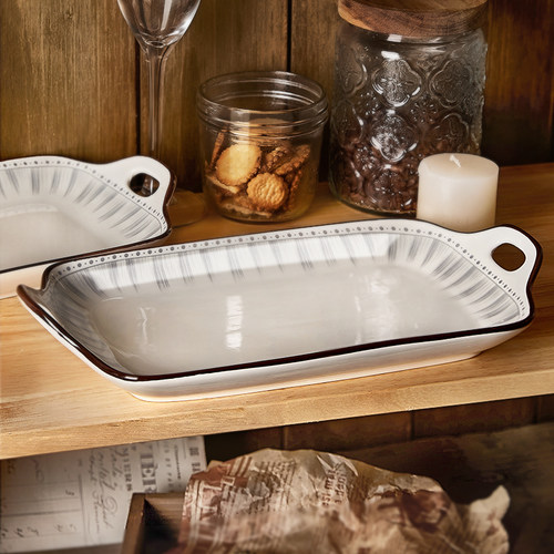 墨色简约质朴日式鱼盘家用