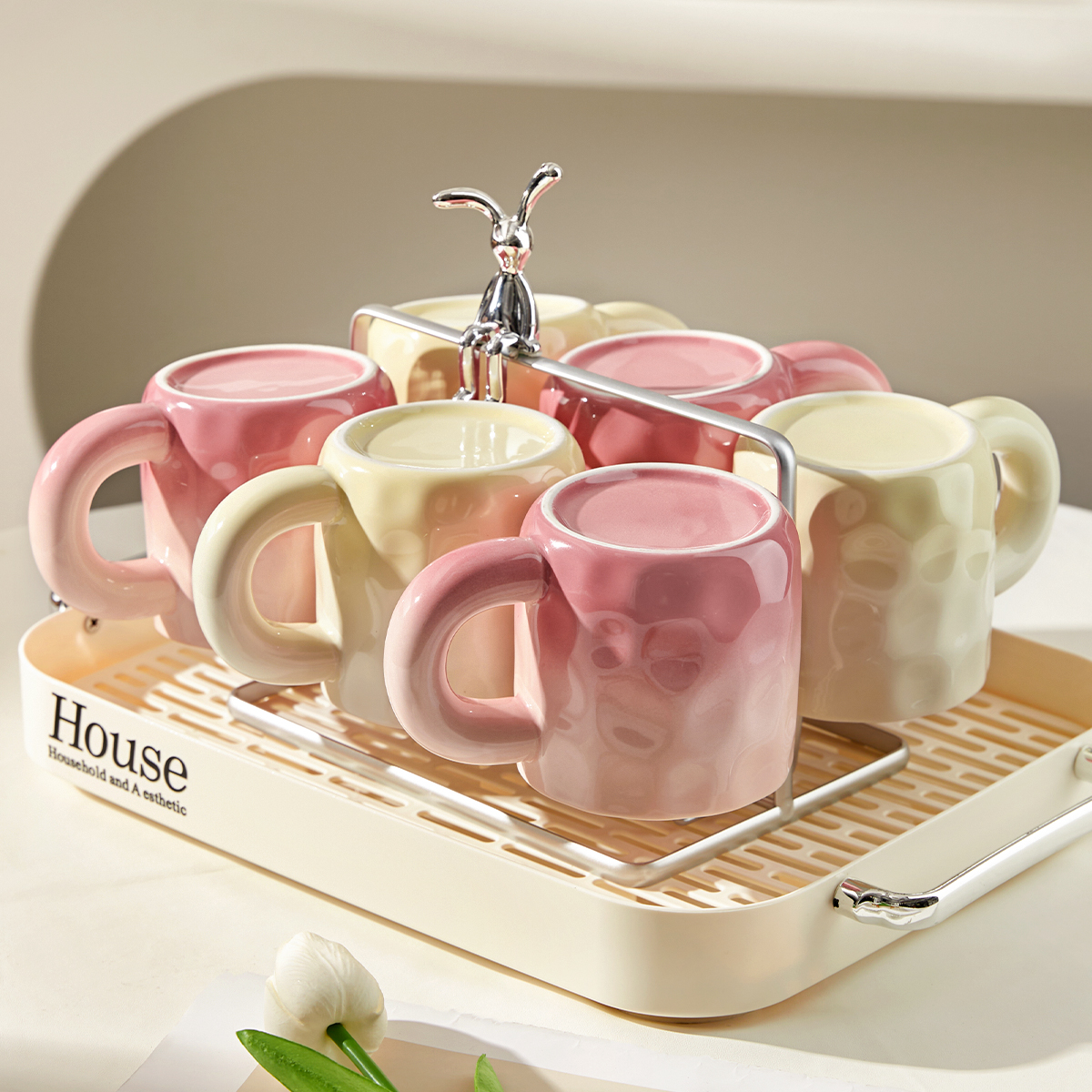 原创渐变马克杯套装家用喝水待客