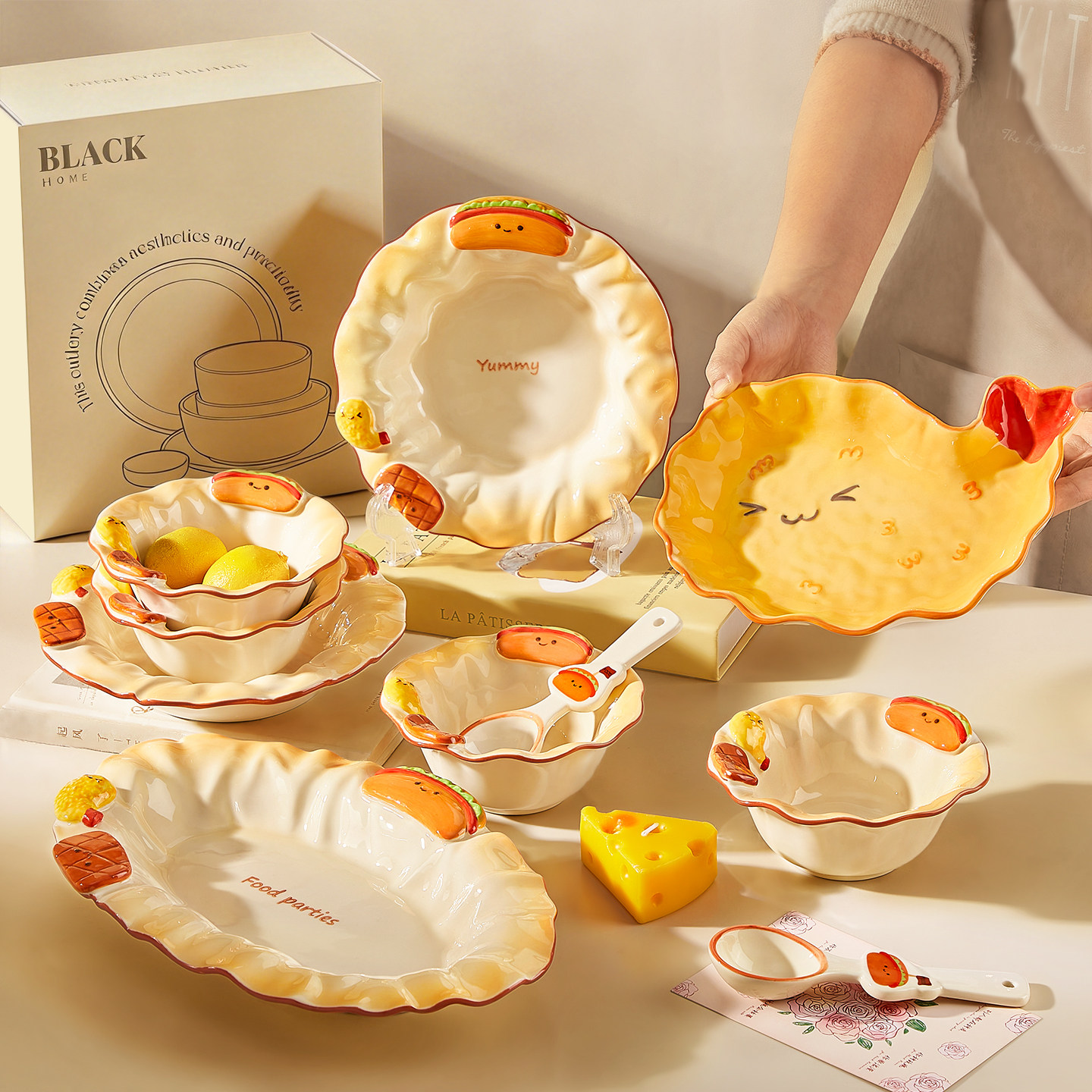可爱炸虾餐具套装家用2026新款生日礼物高颜值一人食乔迁碗碟礼盒