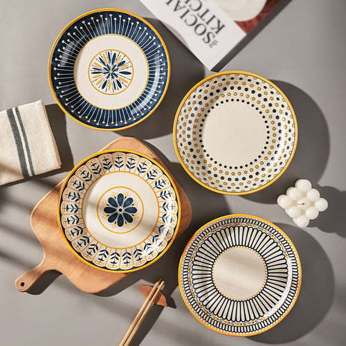 墨色炫彩深盘好看简约日式