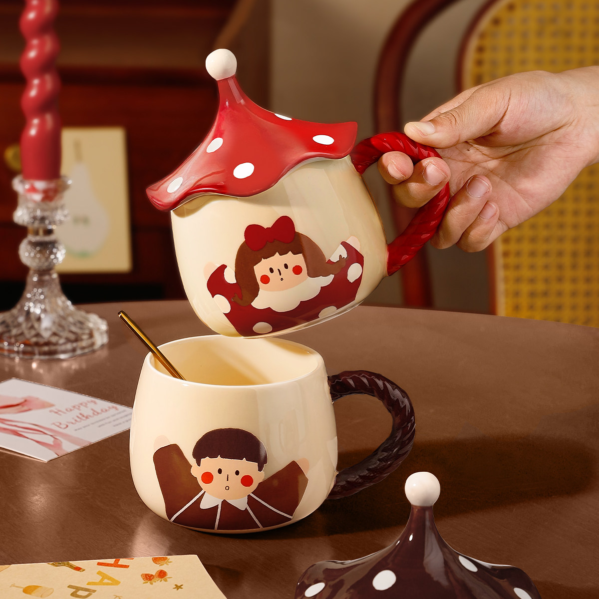 陶瓷带盖马克杯高颜值办公室水杯