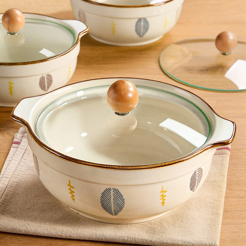 日式双耳汤碗带盖泡面碗螺蛳粉碗