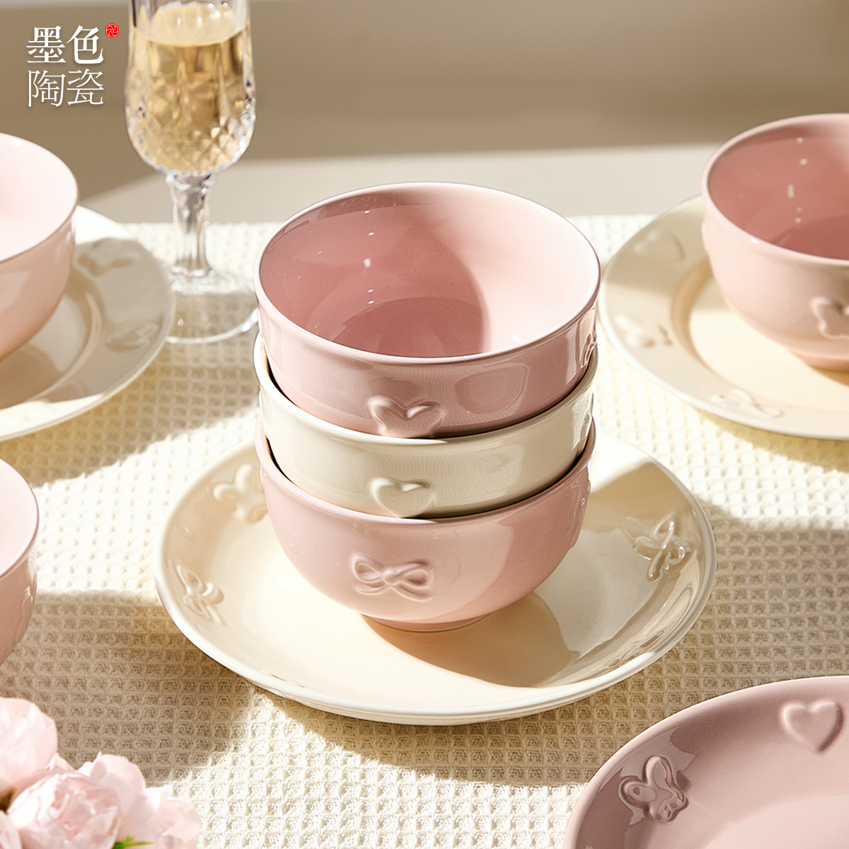 墨色奶油风陶瓷碗碟餐具家用2025新款高颜值精致饭碗汤碗面碗盘子