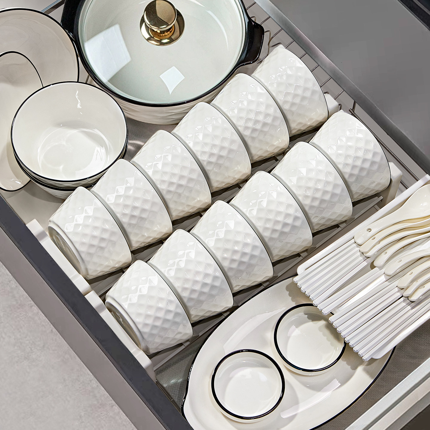 釉下彩碗碟套装家用2025新款高颜值碗盘子筷陶瓷餐具套装乔迁碗具,餐饮具,碗,淘宝优惠券,粉丝福利购,淘宝优惠卷