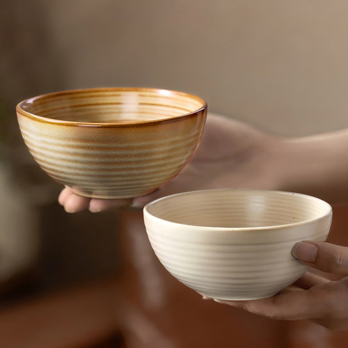 墨色日式复古陶瓷饭碗家用2025新款特别好看的米饭碗5英寸吃饭碗