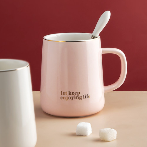 马克杯陶瓷杯子带盖勺女生新款家用高颜值情侣办公室高档咖啡水杯 - 封面