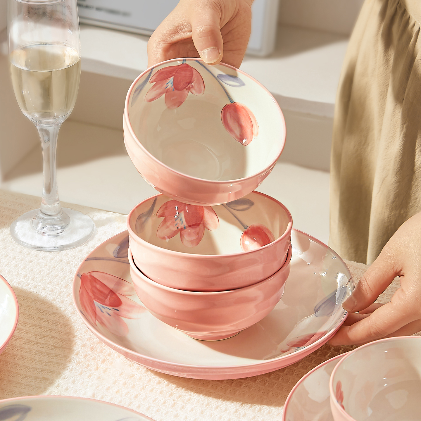 墨色陶瓷米饭碗家用大碗汤碗面碗好看的2025新款精致小碗盘子餐具