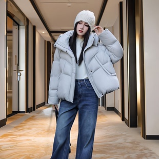 2026巨好看的蓝色高端95鹅绒服女短款小个子恩裳女童灰色洋气时髦