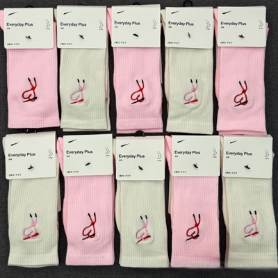 简约爱心袜运动袜毛巾底篮球袜EVERYDAY百搭双刺绣长筒运动袜夏季