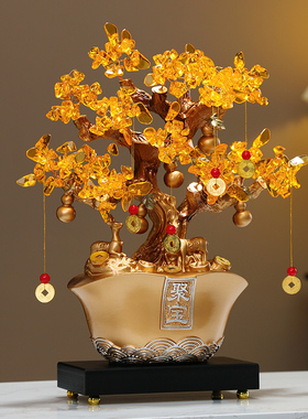 聚宝盆招财摆件摇钱发财树入户玄关进入门口客厅乔迁新居礼物饰品