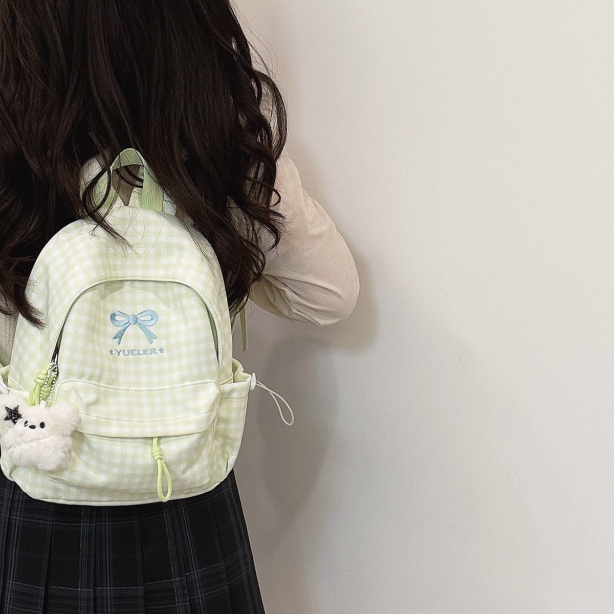 日系甜美少女心蝴蝶结双肩包女 小众高颜值百搭学生书包儿童背包
