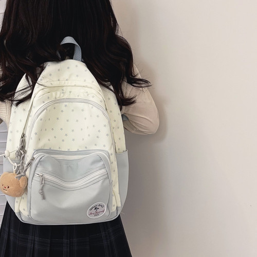 小清新校园女生高颜值多隔层书包初中学生双肩包大容量高中生背包
