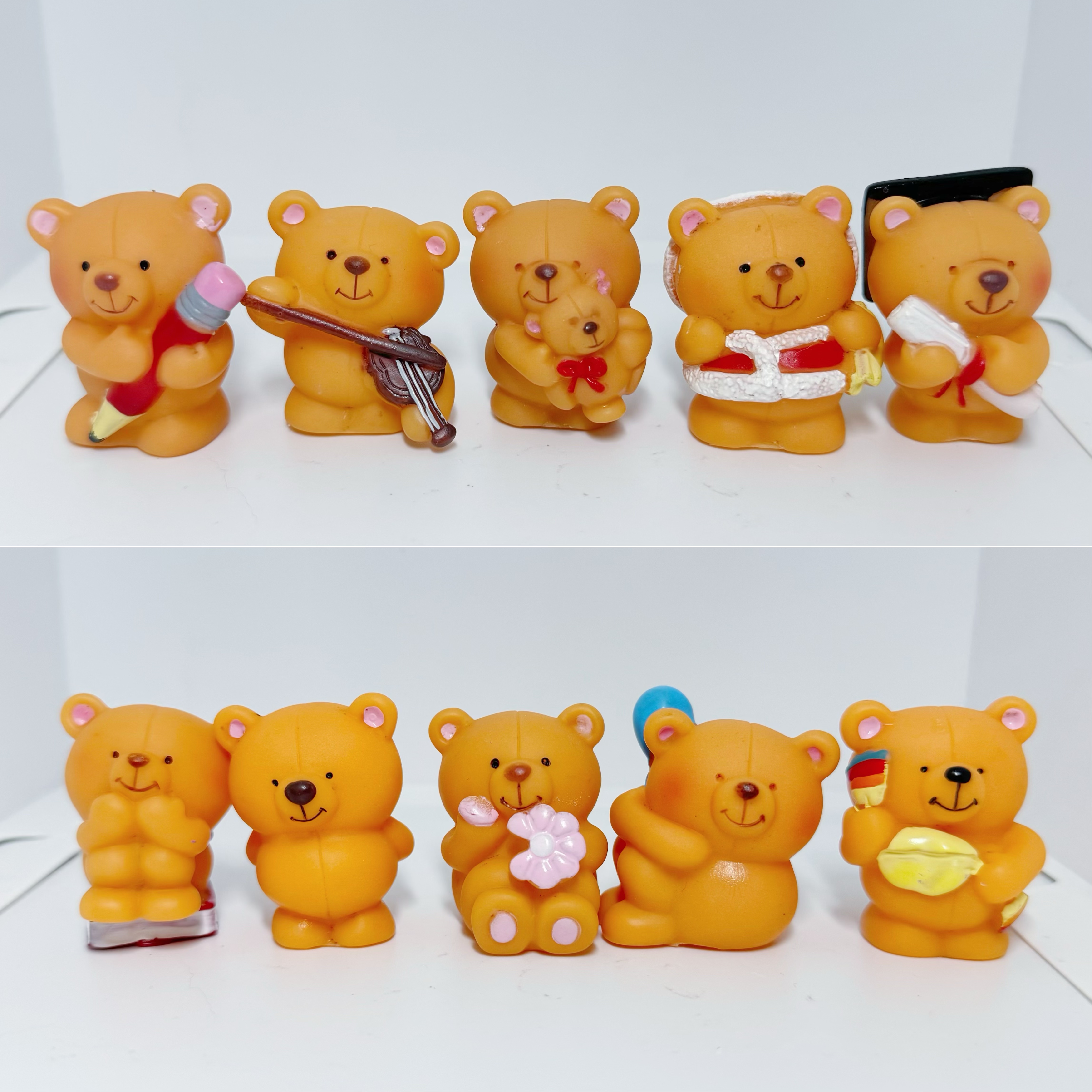 孤品中古老货硬胶皮公仔七个小矮人补丁熊指偶玩具微缩场景摆件