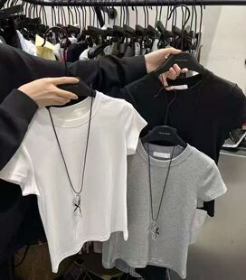 韩系圆领简约基础款短袖T恤女2026夏季新款修身显瘦减龄洋气上衣