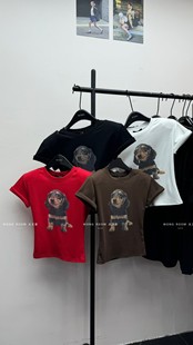 十三行2026早春新款韩版修身显瘦圆领卡通印花短袖百搭上衣女