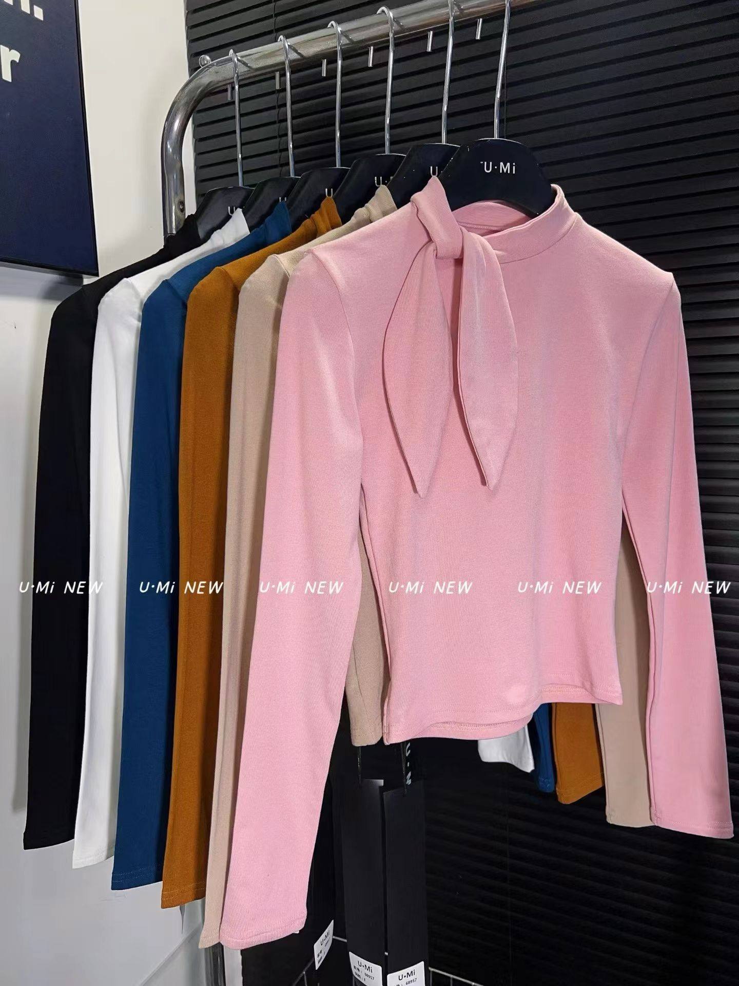 韩系设计感甜美领结磨毛半高领百搭显瘦打底长袖T恤女秋冬新款,女装/女士精品,T恤,淘宝优惠券,粉丝福利购,淘宝优惠卷