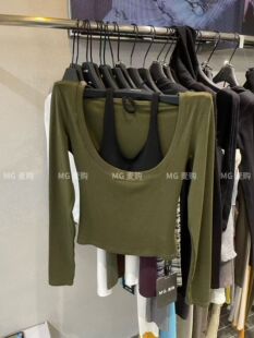 十三行26秋季新款韩版时尚百搭修身显瘦挂脖两件套长袖T恤上衣女