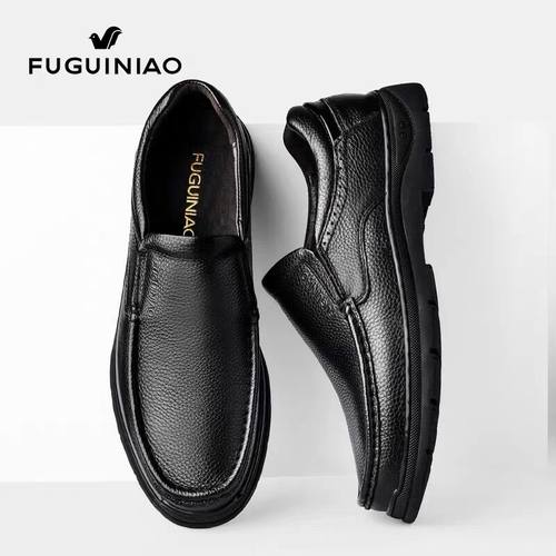 富贵鸟真皮商务皮鞋男软底爸爸鞋