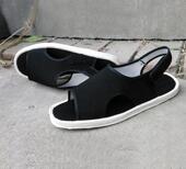 夏季 工作休闲鞋 男款 老人平底步鞋 黑色透气布厎鞋 千层底布凉鞋