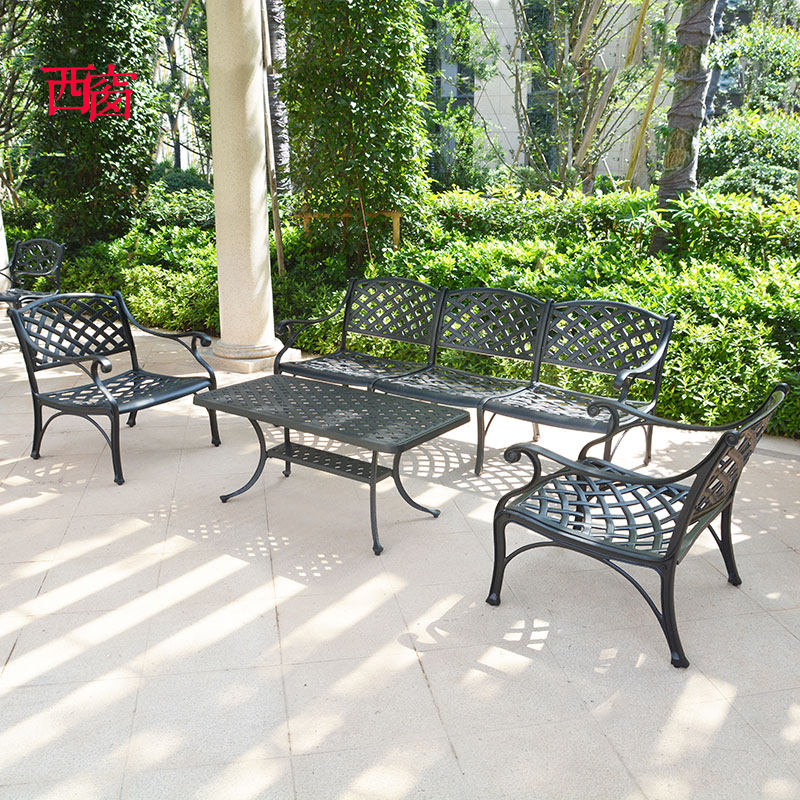西窗户外铸铝沙发庭院花园长椅别墅桌椅套件露台沙发椅单双三人位