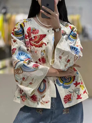 新中式国风重工刺绣圆领外套女士2026新款高级感惊艳别致上衣开衫