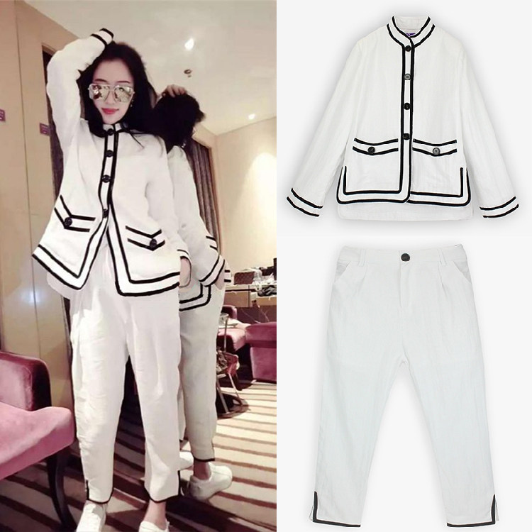 2019 Autumn new pattern Stand collar Retro Chinese style Long sleeve coat Ninth pants Two piece set suitin the Women's clothing/Boutique , Set/Student uniforms/Work uniforms , Fashion Set  category - from Buy2taobao.com to provide professional Taobao agent buy service