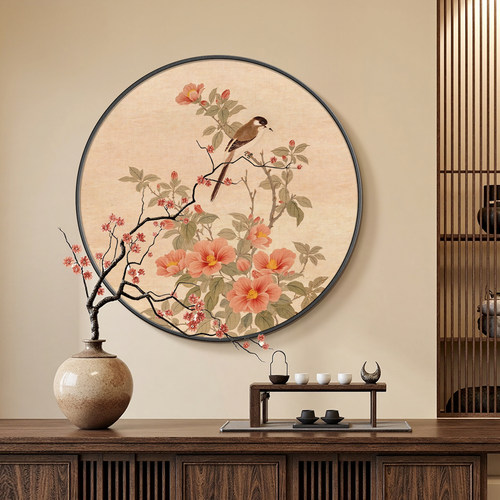 花鸟图新中式玄关挂画