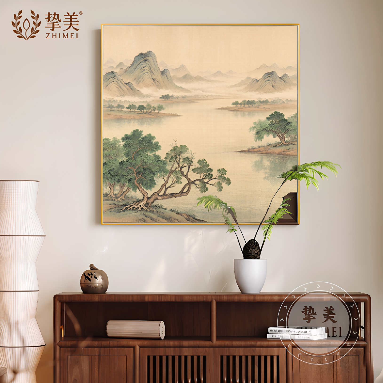 宋代美学禅意风景客厅沙发装饰画