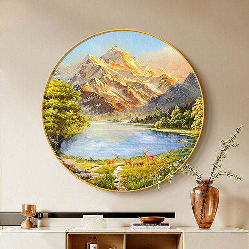 聚宝盆山水画靠山图斗柜装饰画