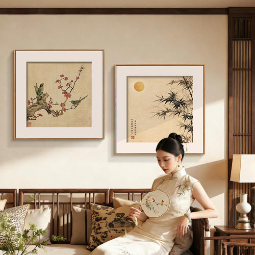 喜上眉梢宋代美学挂画客厅沙发