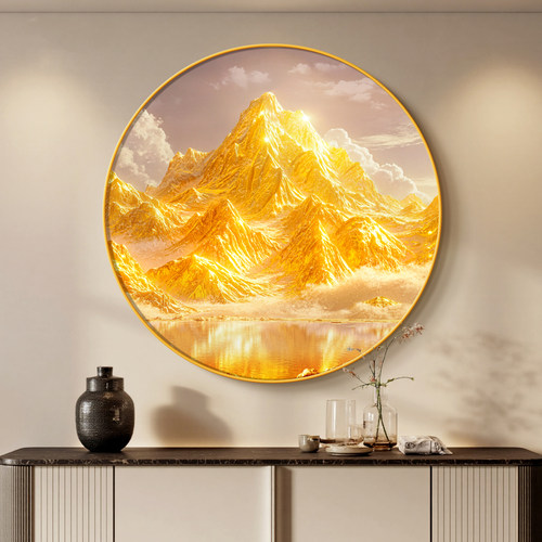 轻奢高级金山挂画圆形斗柜装饰画