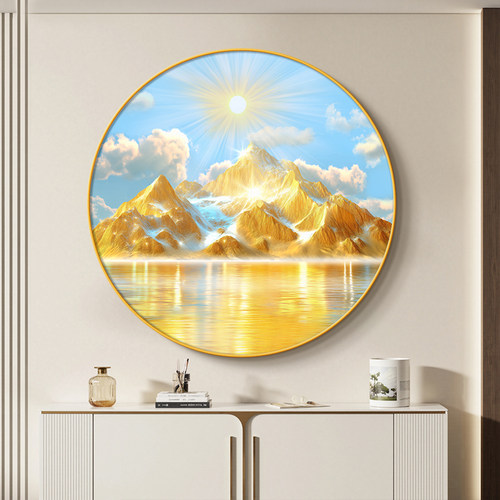 日照金山圆形玄关挂画客餐厅壁画