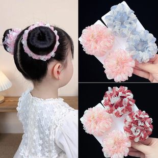 儿童甜美彩色头花头绳女童扎发网纱发绳小女孩大肠发圈丸子头发饰