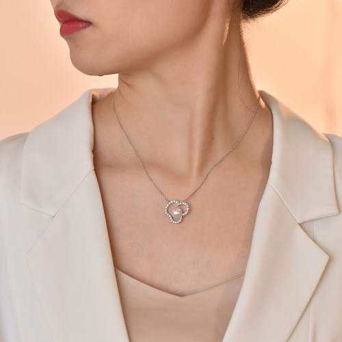 赵丽颖同款咏唱系列18k金钻石项链日本Akoya天然海水天女珍珠吊坠