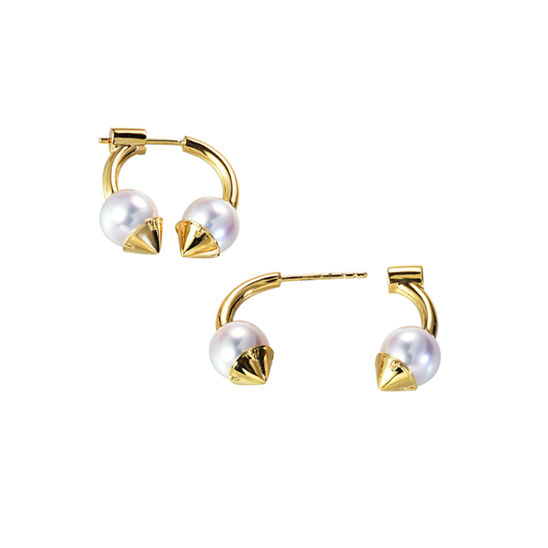 T家同款refined野性珍珠耳环18k金石榴石耳钉女天女akoya海水珍珠