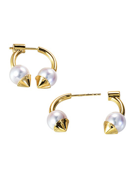 T家同款refined野性珍珠耳环18k金石榴石耳钉女天女akoya海水珍珠